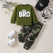 abordables Ensembles-Garçon 3D Couleur unie Lettre Ensemble sweat à capuche et pantalon de survêtement manche longue Autres imprimés Printemps Automne Mode Décontractées Bébé 1-5 ans Col Ras du Cou Extérieur Vacances
