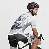 billiga Klädsatser för män-Herr Cykeltröja med shorts Kortärmad Bergscykling Vägcykling Sommar Vår Höst Vit Tecknat Cykel Dragkedja fram Svettavvisande Bekväm Andningsfunktion Elastan sporter Kläder