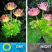 abordables Luces de paisaje-Lámpara de inserción de campo de flores junto al mar con energía solar para exteriores, 2 piezas, lámpara de decoración de césped para camino de jardín y patio, lámpara de decoración de ambiente de