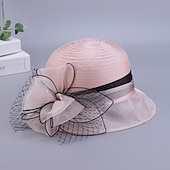 levne Party klobouky-Klobouky Organza Kbelík Čajový dýchánek Dostih koktejl Elegantní Vinobraní Roztomilý S Květiny Přílba Pokrývky Hlavy