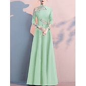 cheap Floor Length-A-Line Mother of the Bride Dress Elegant Simple High Neck Floor Length Stretch Fabric Long Sleeve with Pleats Appliques 2025 free custom size