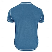 tanie Casualowa koszulka Henley-Męskie Koszulka z guzikami Koszula Henley Koszulka z krótkim rękawkiem Koszulka Krótki rękaw Henley Lato Jednolity/zwykły kolor Moda Designerskie Moda Urlop Ulica Wyjściowe Czarny Niebieski