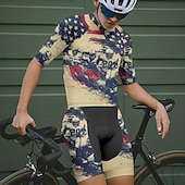 abordables Maillots pour hommes-Homme Maillot Velo Cyclisme Manche Courte Cyclisme Tee-shirt Maillot avec 3 poches arrière VTT Vélo tout terrain Respirable Séchage rapide Conception anatomique Mèche Rouge Kaki Drapeau National Des