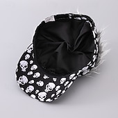 billige Baseballcaps for menn-Herre Visirhatt med piggparykker Falsk hårvisir Parykk menn solhatt Baseballcaps Parykkhatt Svart kaffe 100% bomull Trykt mønster Mote Fritid Daglig Festival Hodeskaller Justerbare Solkrem Pustende