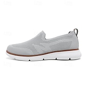 billige Sneakers til herrer-slip-on strikkede joggesko for menn, pustende mesh-overdel med komfortabel passform, uformelle lette sko for hverdags- og utendørsaktiviteter