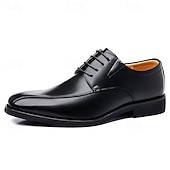 economico Formale-scarpe eleganti da uomo in similpelle marrone con design allacciato, eleganti calzature formali per ufficio, matrimoni ed eventi speciali