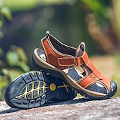 levne venkovní sandály-Pánské Sandály Sportovní sandály Venkovní turistické sandály Dělená kůže Prodyšné Pohodlné Protiskluzové Povaleč Tmavěhnědá Červená hnědá Modrá