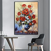 abordables Peintures fleurs/botaniques-Mintura fait à la main abstrait texture fleurs peintures à l&#039;huile sur toile art mural décoration moderne image pour la décoration intérieure roulé sans cadre peinture non étirée