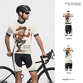 halpa Miesten vaatesarjat-Miesten Pyöräily jersey ja shortsit Lyhythihainen Maastopyöräily Maantiepyöräily Kerma Piirretty Pyörä Spandex Urheilu Piirretty Vaatetus