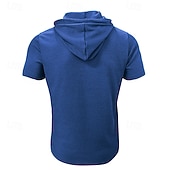 preiswerte Lässige T-Shirts für Herren-Herren T Shirt T-Shirt Kurzarmshirt Kurzarm Mit Kapuze Sommer Einfach Mode Designer Basic Knöpfe Urlaub Straße Ausgehen Wein Top T-Shirt für Herren