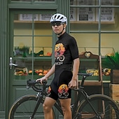 halpa Miesten vaatesarjat-Miesten Pyöräily jersey ja shortsit Lyhythihainen Maastopyöräily Maantiepyöräily Musta Piirretty Pyörä Spandex Urheilu Piirretty Vaatetus