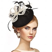 halpa Juhlahatut-musta höyhen fascinators pääpanta - 2025 vintage kentucky derby hatut mesh victoria tea party hattu naisille