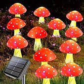 abordables Luces de cuerda solar-1 cadena de luces solares para exteriores con forma de hongo rojo, resistente al agua, para montar en el suelo, para patio, jardín, césped, camino, decoración de ambiente festivo para bodas