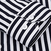 preiswerte Herrenhemd zum Knöpfen-Herren Hemd Sommerhemd Lässiges Hemd Knopfhemd Schwarz Weiß Rote Marineblau Blau Langarm Streifen Kargen Urlaub Hawaiianisch Button-Down Bekleidung Polyester Modisch Brautkleider schlicht Komfortabel