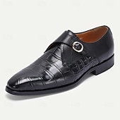 preiswerte Klassische Anzugschuhe-Monkstrap-Schuhe aus hochwertigem braunem Krokodilleder mit Schnallendetail für Herren, formelle Abendschuhe für Hochzeiten, Business und besondere Anlässe