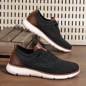 preiswerte Sneaker für Herren-Atmungsaktive Strick-Sneaker für Herren mit Kunstlederakzenten – stylische, leichte Sportschuhe für die Freizeit und den Komfort im Alltag