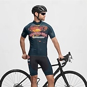 Недорогие Herretrøyer-Men's Cycling Jersey Gradient Letter &amp; Number Short Sleeve Bike Tee Tshirt Jersey with 3 Rear Pockets Mountain Bike MTB Quick Dry Anatomic Design Wicking Breathable Sports Yellow Blue Fuchsia