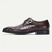 preiswerte Klassische Anzugschuhe-Monkstrap-Schuhe aus hochwertigem braunem Krokodilleder mit Schnallendetail für Herren, formelle Abendschuhe für Hochzeiten, Business und besondere Anlässe