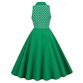 levne Šaty-Elegantní 50. léta Retro Ke kolenům Šaty A-Line šaty Čajové šaty Puntíky A-Linie Dámské Vánoce Karneval Nový rok Maturita Denní nošení loučení se svobodou nevěsty Dospělé Šaty pro návrat domů Léto