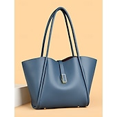 cheap Handbag &amp; Totes-Women&#039;s Green Faux Leather Tote Bag, Simple Design, Gold Buckle Decoration - Stylish and Practical Tote Bag for Work, Shopping and Daily Use Black White Red