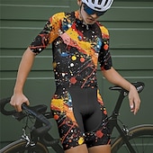 halpa Miesten vaatesarjat-Miesten Pyöräily jersey ja shortsit Graffiti Lyhythihainen Pyörä Liikunta-asut 3 takataskulla Maastopyöräily Maantiepyöräily Etuvetoketju Hikeä siirtävä Mukava Hengittävä Urheilu Musta Keltainen