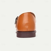 ieftine sandală de rochie-Sandale pentru bărbați din piele artificială maro, cu vârf deschis, cu curea cu cataramă reglabilă, stil casual pentru purtarea de zi cu zi