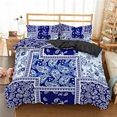 cheap Duvet Cover Sets-Duvet Cover Set Boho Paisely Art Red Black Pattern Duvet Cover Set Soft 3-Piece Luxury Polyester Bedding Set Home Decor Gift