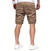 baratos Clássico-Homens Bermuda Cargo Calção Shorts de verão Com Cordão Cintura elástica Bolso multi Tecido Conforto Vestível Comprimento do joelho Ao ar livre Esporte Diário Moda Casual Preto Verde Claro