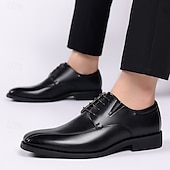 economico Formale-scarpe eleganti da uomo in similpelle marrone con design allacciato, eleganti calzature formali per ufficio, matrimoni ed eventi speciali