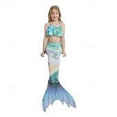 billiga Mermaid Baddräkt-Barn Flickor Badkläder för sjöjungfrun Baddräkt Helgdag Strand Vågar Semester Tropisk Baddräkter 4 år + Sommar Vit Gul