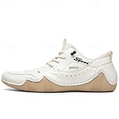 baratos Ténis para Homem-tênis esportivo masculino branco de couro sintético com design perfurado, leve e confortável, ideal para atividades casuais e ao ar livre