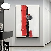 voordelige Abstracte schilderijen-grote handgemaakte witte rode en zwarte 3D textuur abstracte schilderkunst met de hand geschilderd met de hand geschilderd moderne abstracte olieverfschilderij abstracte klassieke moderne
