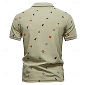 Недорогие Мужской Элитный Поло-Men's Polo Knit Polo Sweater Formal Work Turndown Short Sleeve Letter &amp; Number Buttons Summer White Green Beige Polo