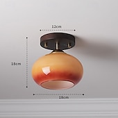levne Globusový design-moderní retro kulatá oválná kupole dřevěná základna sklo 1-světelné polozapuštěné stropní svítidlo pro obývací pokoj 110-240v