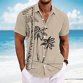 economico Piante tropicali-Per uomo Albero di cocco Piante tropicali Maglietta informale Camicia hawaiana Camicia con bottoni Manica corta Hawaiano Ricorrere Da mare Per eventi Abbigliamento mare Estate Primavera Collo