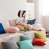 billige Trender innen puter-Dekorative Kasteputer Deksel Ensfarget 1PC Bomull Myk Kvadratisk Sofa Pute Sak Puteputer Soverom Stue Sofa Stol