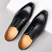 economico Formale-scarpe eleganti da uomo in similpelle marrone con design allacciato, eleganti calzature formali per ufficio, matrimoni ed eventi speciali