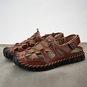 economico Sandali casual-Per uomo Sandali Scarpe fatte a mano Pelle crosta Traspirante Comodo Antiscivolo Con lacci intrecciali Giallo-marrone Nero Marrone