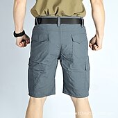 baratos Clássico-Homens Shorts táticos Bermuda Cargo Calção Bermudas Cintura elástica Bolso Com Zíper Tecido Prova-de-Água Secagem Rápida Comprimento do joelho Ao ar livre Casual Acampar e Caminhar Esportes Moda