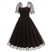 economico Vestiti-Anni 1950 Retrò Vintage Lunghezza al ginocchio Vestito Abito da tè Abito Swing Cuore Aderente &amp; Svasato Altalena a dondolo Costume Per donna Natale Carnevale Capodanno Ritorno a casa Casual