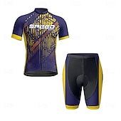 economico Set di abbigliamento da uomo-Per uomo Maglia con pantaloncini da ciclismo Manica corta Ciclismo da montagna Cicismo su strada Blu marino Bicicletta Elastene Gli sport Lettere &amp; Numeri Abbigliamento