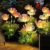 abordables Luces de paisaje-Lámpara de inserción de campo de flores junto al mar con energía solar para exteriores, 2 piezas, lámpara de decoración de césped para camino de jardín y patio, lámpara de decoración de ambiente de