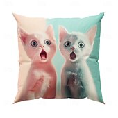 baratos estilo animal-Almofadas Decorativas Divertidas de Animais Capa Gatos 1PC Macia Quadrada Capa de Almofada para Quarto Sala de Estar Sofá Cadeira
