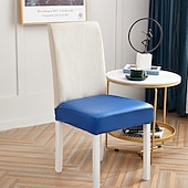 cheap Chair Cover-WaterProof PU Leather Dining Room Chair Cover Seat Covers Elastic Stool Covers Durable Dust-proof Cushion Cover for Home Hotel