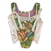 olcso Fűzők-Retró Középkori Reneszánsz Fűző Prsluk Bustier Jacquardszövet Olajfestmény Jelmez Női Kelta Fantasy királyi Mindszentek napja Farsang Parti Alkalmi / Napi LARP Felnőttek Fűző