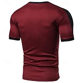 preiswerte Basic-T-Shirts-Herren T-Shirt mit Knöpfen T Shirt T-Shirt Kurzarmshirt Kurzarm V Ausschnitt Sommer Frühling Farbblock Mode Designer Basic Knöpfe Urlaub Straße Ausgehen Schwarz Weiß Wein Top T-Shirt für Herren