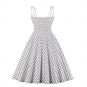 preiswerte Kleider-Retro Vintage 1950er Kleid Swing-Kleid Übergröße Tupfen Damen Karneval Maskerade Alltagskleidung Junggesellinnenabschiedsparty Erwachsene Kleid Abschlussballkleider