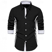 economico camicia da uomo con bottoni-Per uomo Camicia Camicia estiva Maglietta informale Camicia da spiaggia Camicia con bottoni Nero Bianco Rosa Azzurro cielo Beige Manica lunga Color Block Bavero Da mare Hawaiano Jacquard Abbigliamento