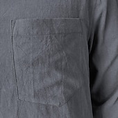 economico Vacanza-Per uomo Camicia Maglietta informale Camicia con bottoni Camicia di cotone Liscio Da mare Strada Nero Marrone Verde Grigio Manica lunga Bavero Primavera Abbigliamento Tasche