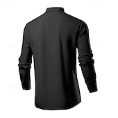 preiswerte Herrenhemd zum Knöpfen-Herren Hemd Sommerhemd Freizeithemd Strandhemd Knopfhemd Schwarz Weiß Grün Langarm Einfach Großvaterkragen Stehkragen Urlaub Hawaiianisch Button-Down Bekleidung Polyester Mode Lässig Bequem